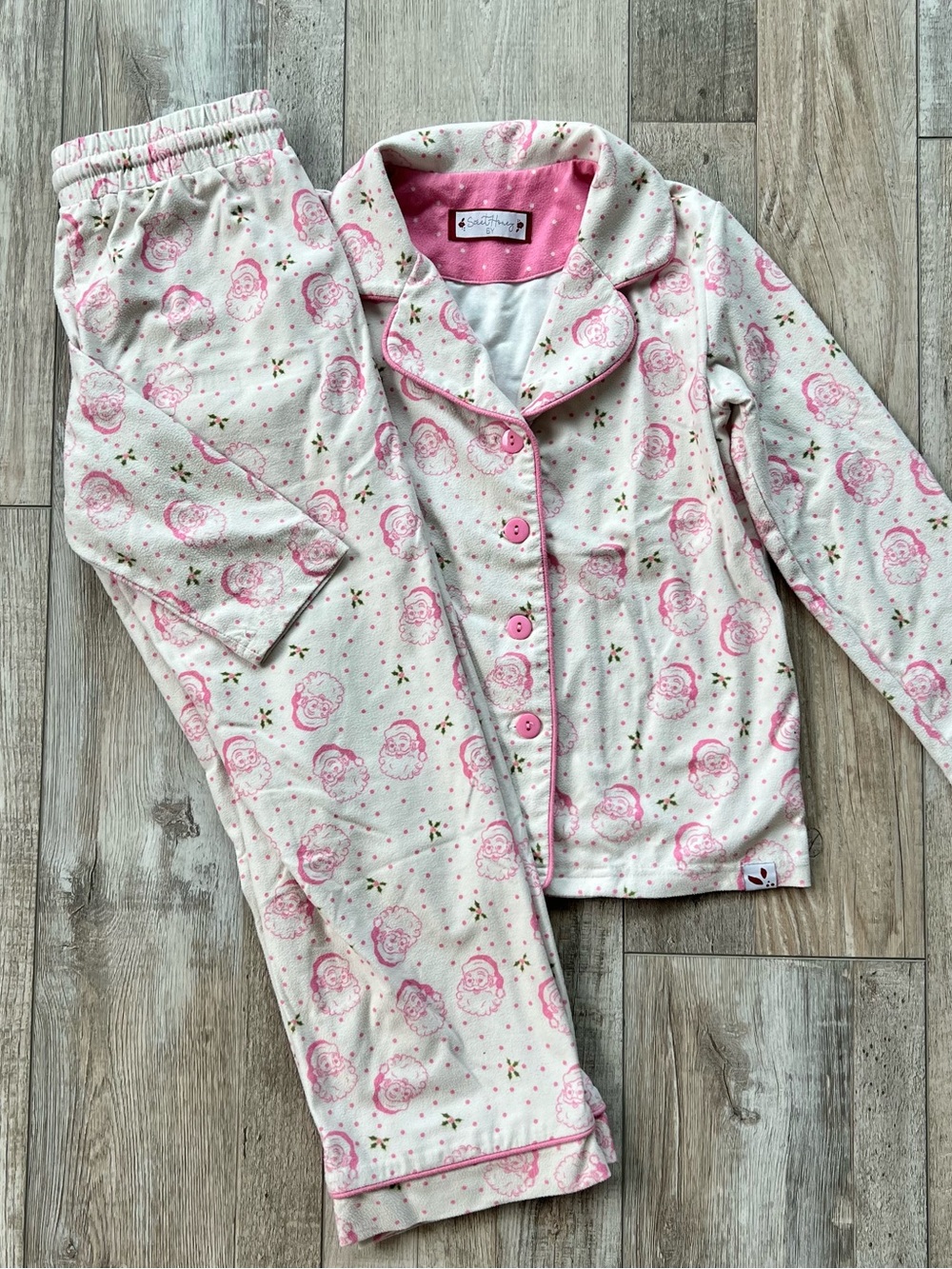 SweetHoney Girls Cozy Pajamas- Pink Santa Size 6